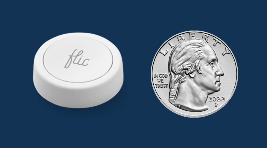 Rebuke Smart Button compared to US Quarter